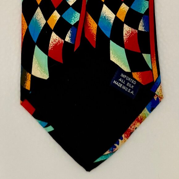 NECKTIE ELECTRIC BRITES COLORFUL BOLD COLORS GEOMETRIC PATTERN, MINT! - Picture 3 of 6